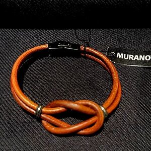 Murano Tan Leather Knot Bracelet